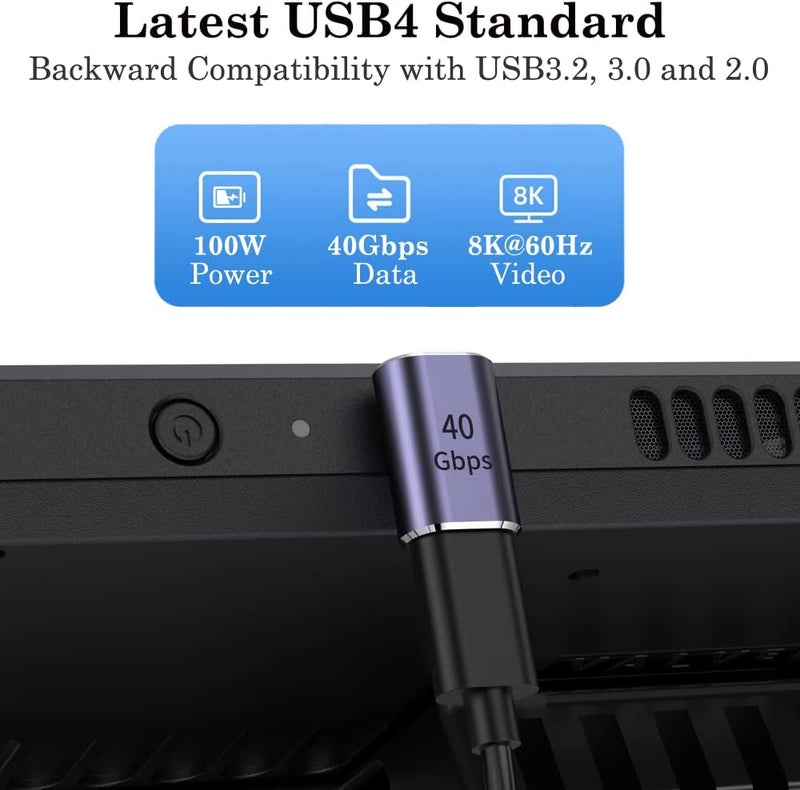 AuviPal محول USB C ذكر بزاوية 90 درجة إلى USB C أنثى، محول USB Type C ممتد لأعلى ولأسفل لجهاز Steam Deck، ROG Ally، Switch، Notebook، PC، Tablet، Phone والمزيد - عبوة 2 - Image 4